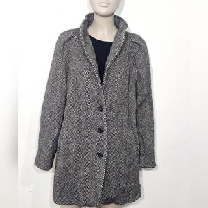 Women's Black and White Pea Coat